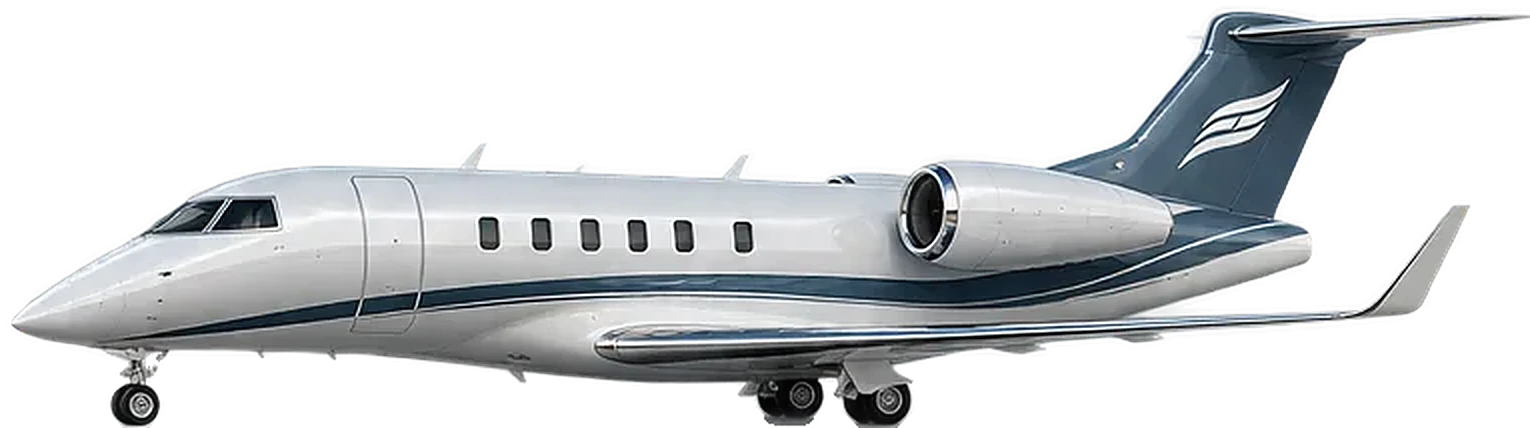 Challenger 350/3500 in a white and slate livery, side profile