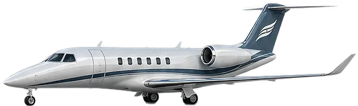Citation CJ3+ in a white and slate livery, side profile