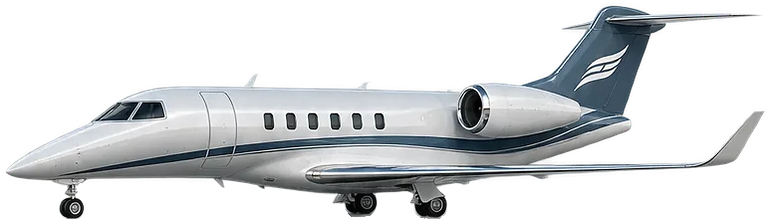 Citation Latitude in a white and slate livery, side profile