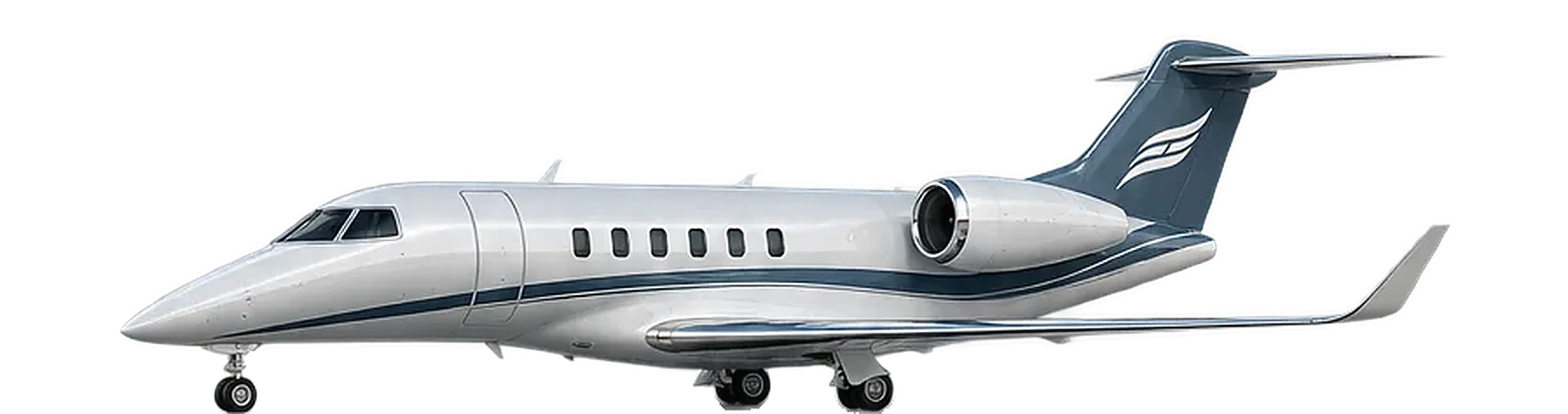 Citation Latitude in a white and slate livery, side profile