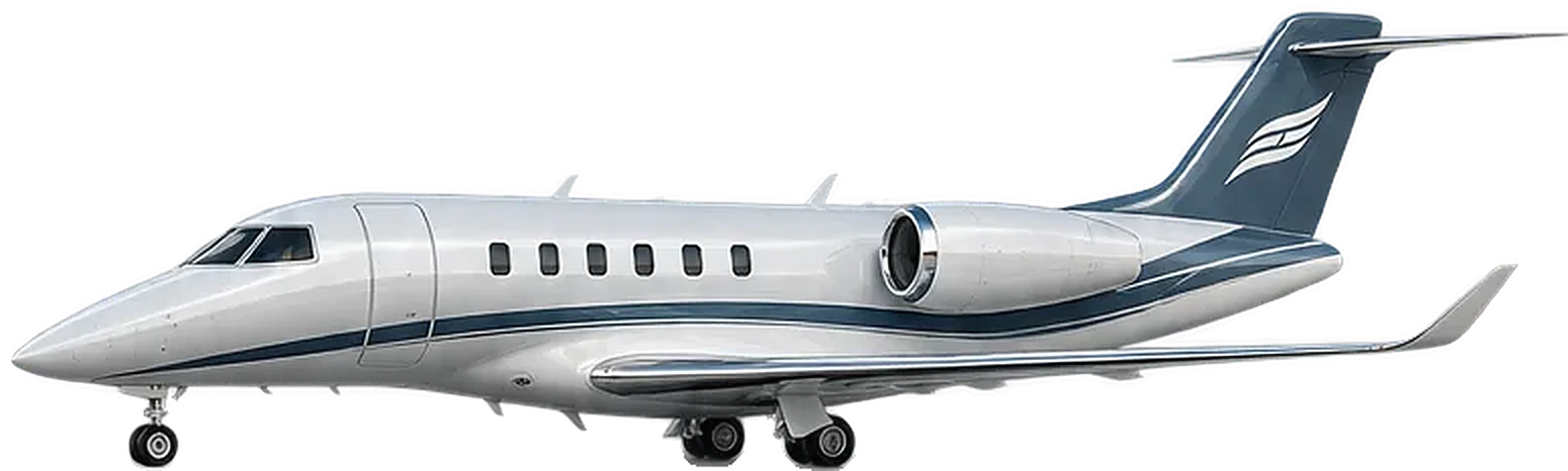 Citation Sovereign+ in a white and slate livery, side profile