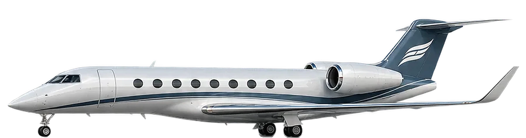 Gulfstream G650 in a white and slate livery, side profile
