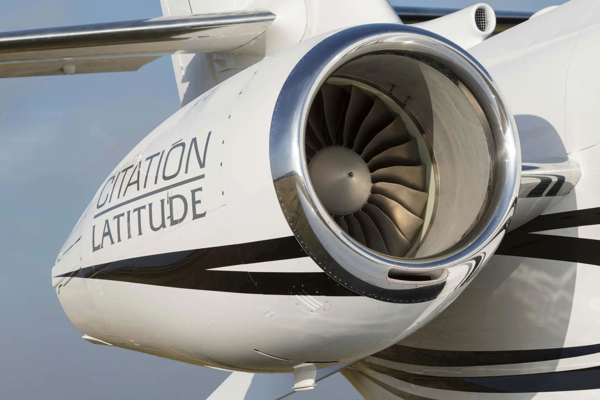 Cessna Citation Latitude engine nacelle with Citation Latitude lettering