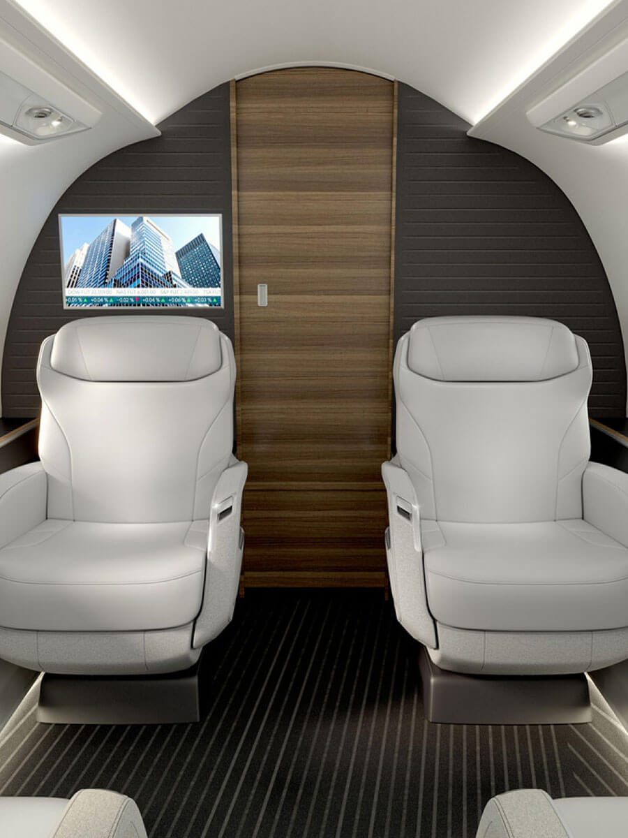 Bombardier Challenger 350/3500 forward cabin club seats, portrait view