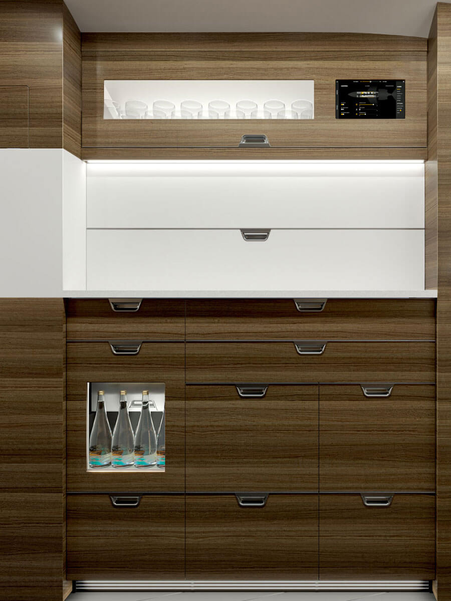 Bombardier Challenger 350/3500 galley cabinetry, portrait view