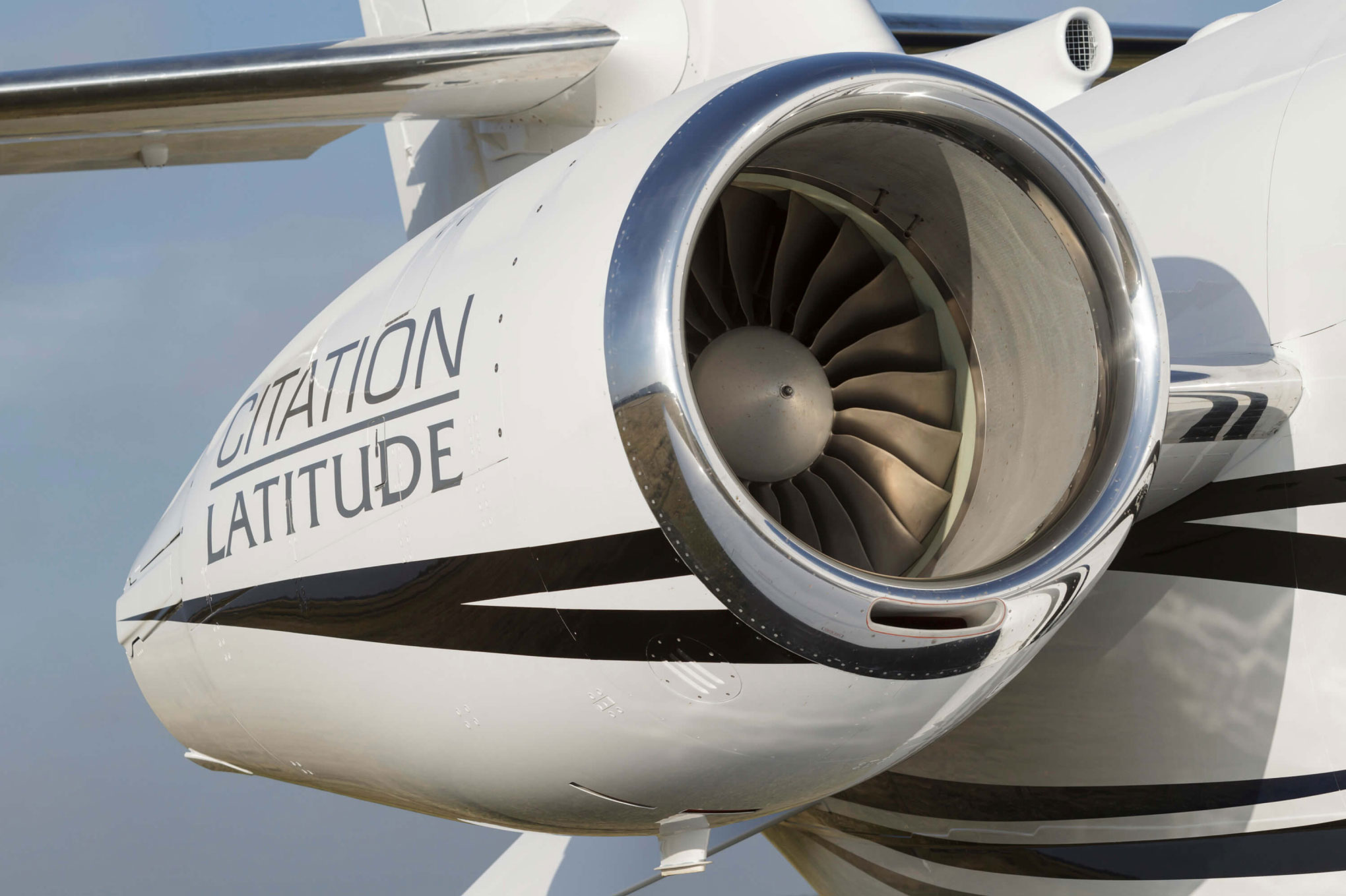 Cessna Citation Latitude engine nacelle with Citation Latitude lettering