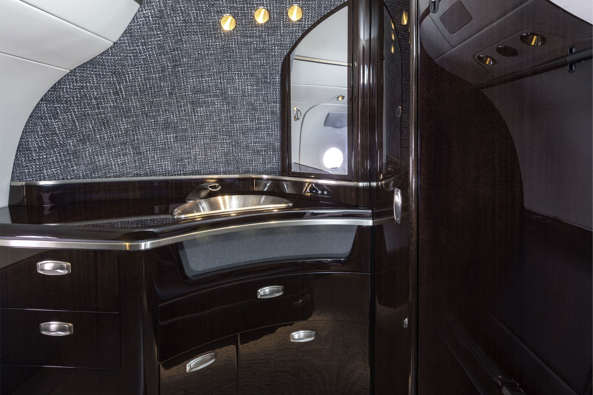 Cessna Citation Latitude galley cabinetry with sink and drawers