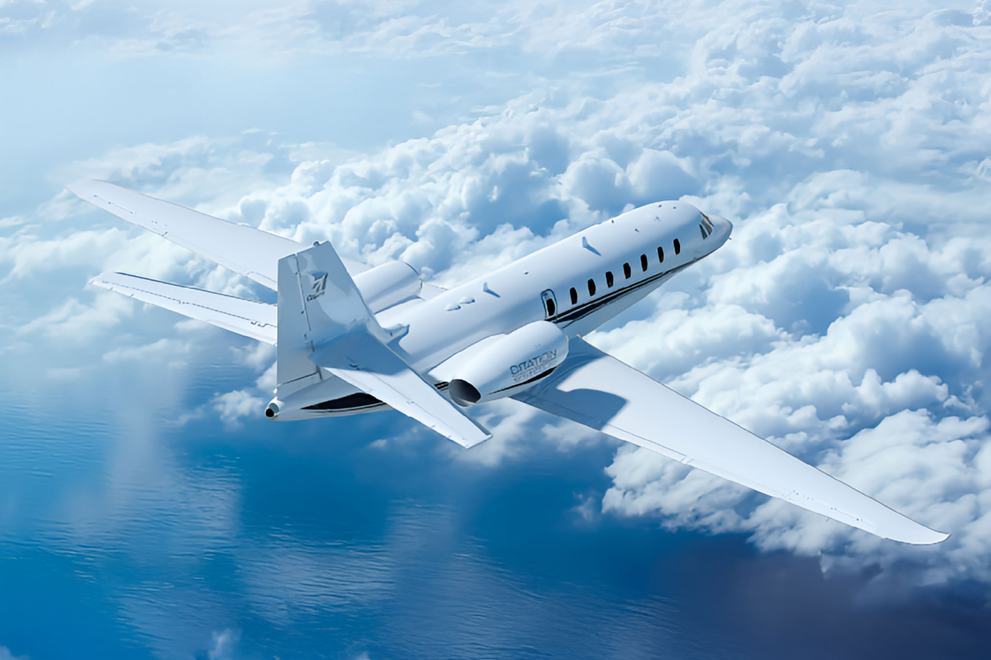 Cessna Citation Sovereign+ in flight above cloud