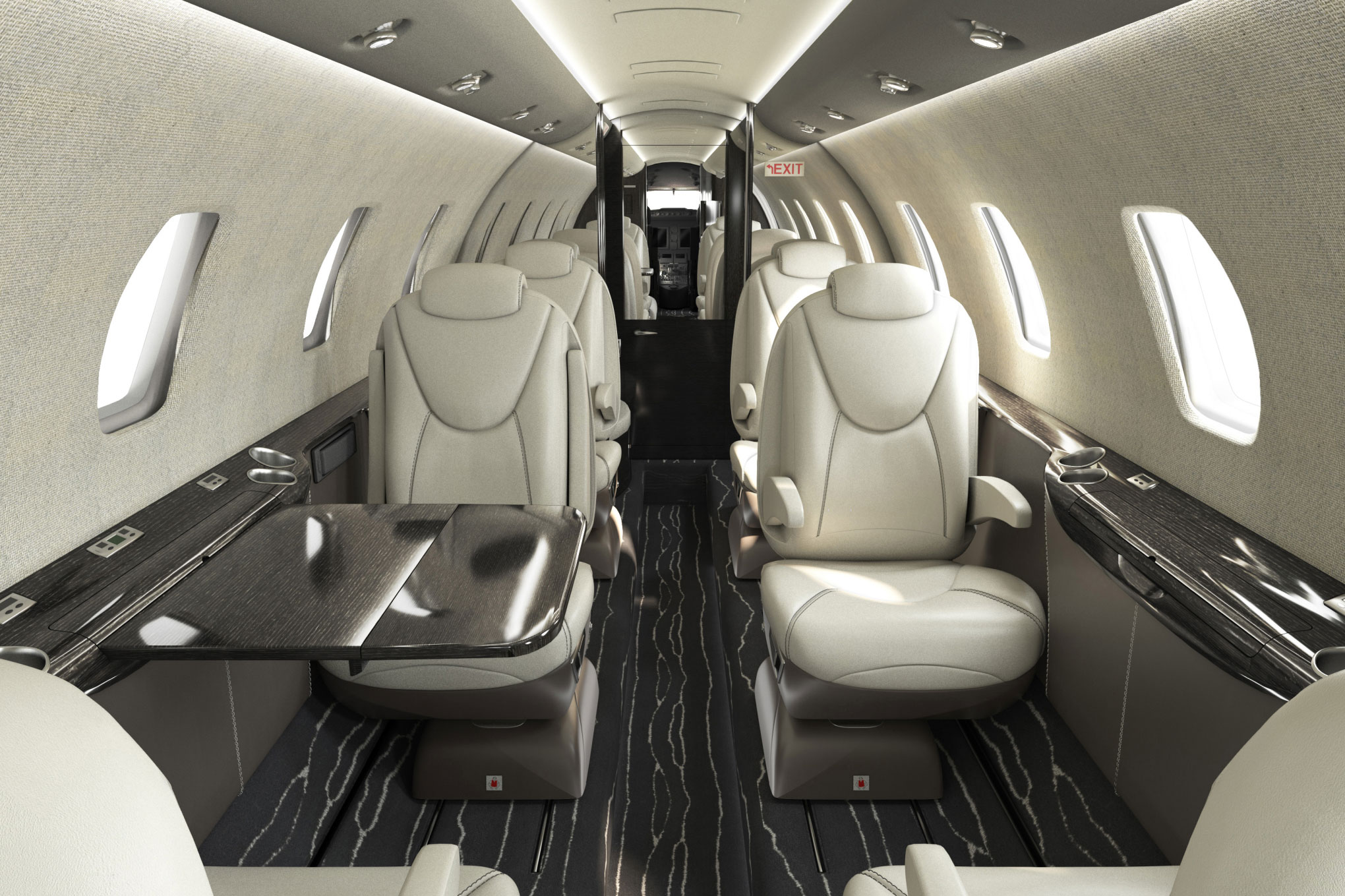 Cessna Citation XLS+ cabin with cream leather club seats