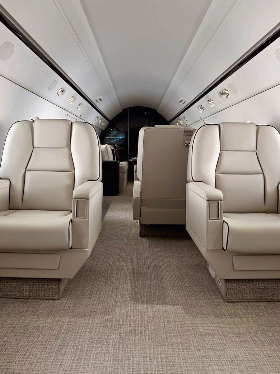 Gulfstream G550 cabin club seats, portrait view