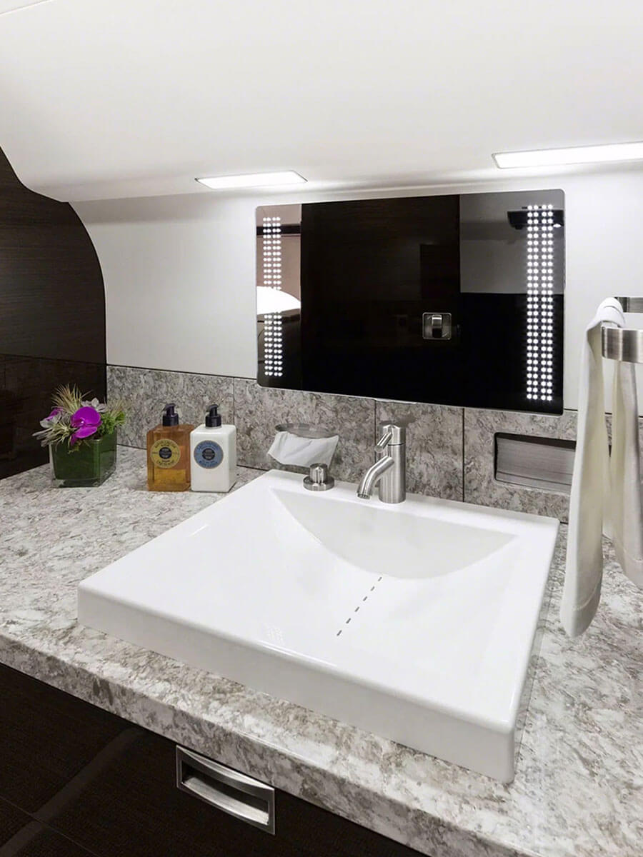Gulfstream G650 lavatory vanity, portrait view