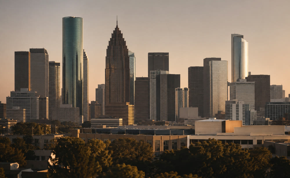 Houston skyline at dusk